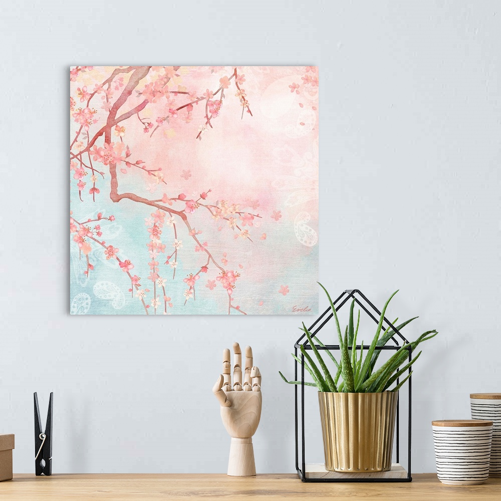 A bohemian room featuring Sweet Cherry Blossoms IV
