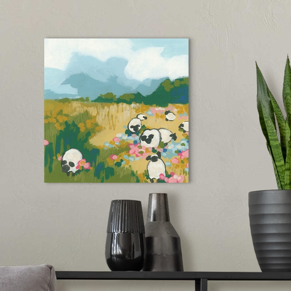 A modern room featuring Sweet Sheep Field II