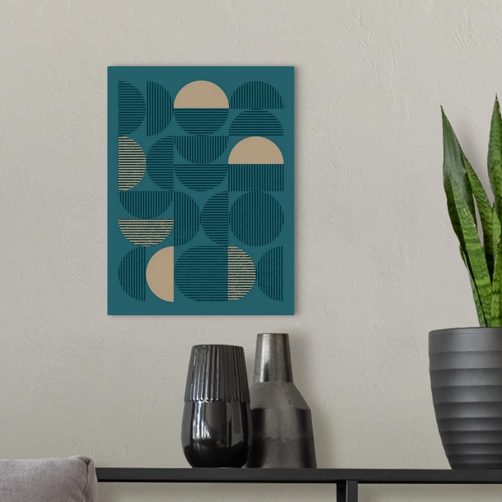 A modern room featuring Teal Sand Geo I