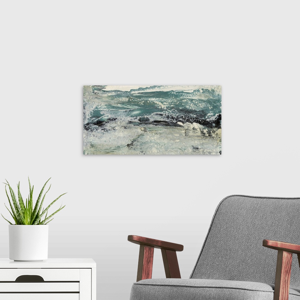 A modern room featuring Teal Seascape I