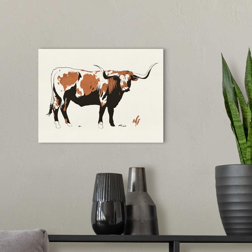 A modern room featuring Terre Cotta Steer I