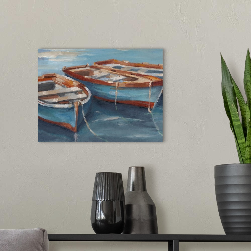 A modern room featuring Tethered Row Boats II