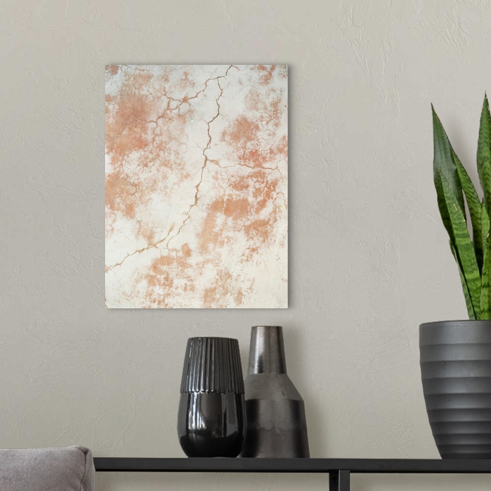 A modern room featuring A photograph of the iron oxide texture on a mediterranean stucco wall.
