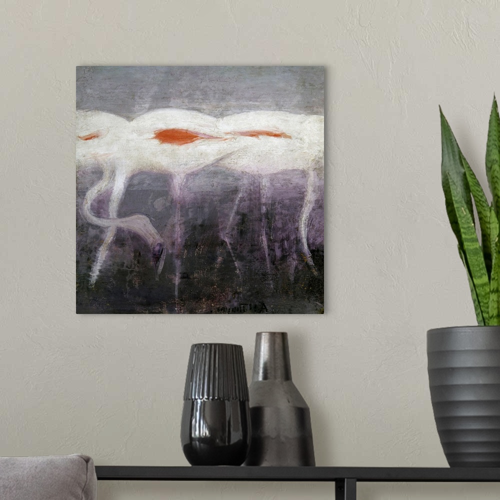 A modern room featuring Thayer's Flamingos I
