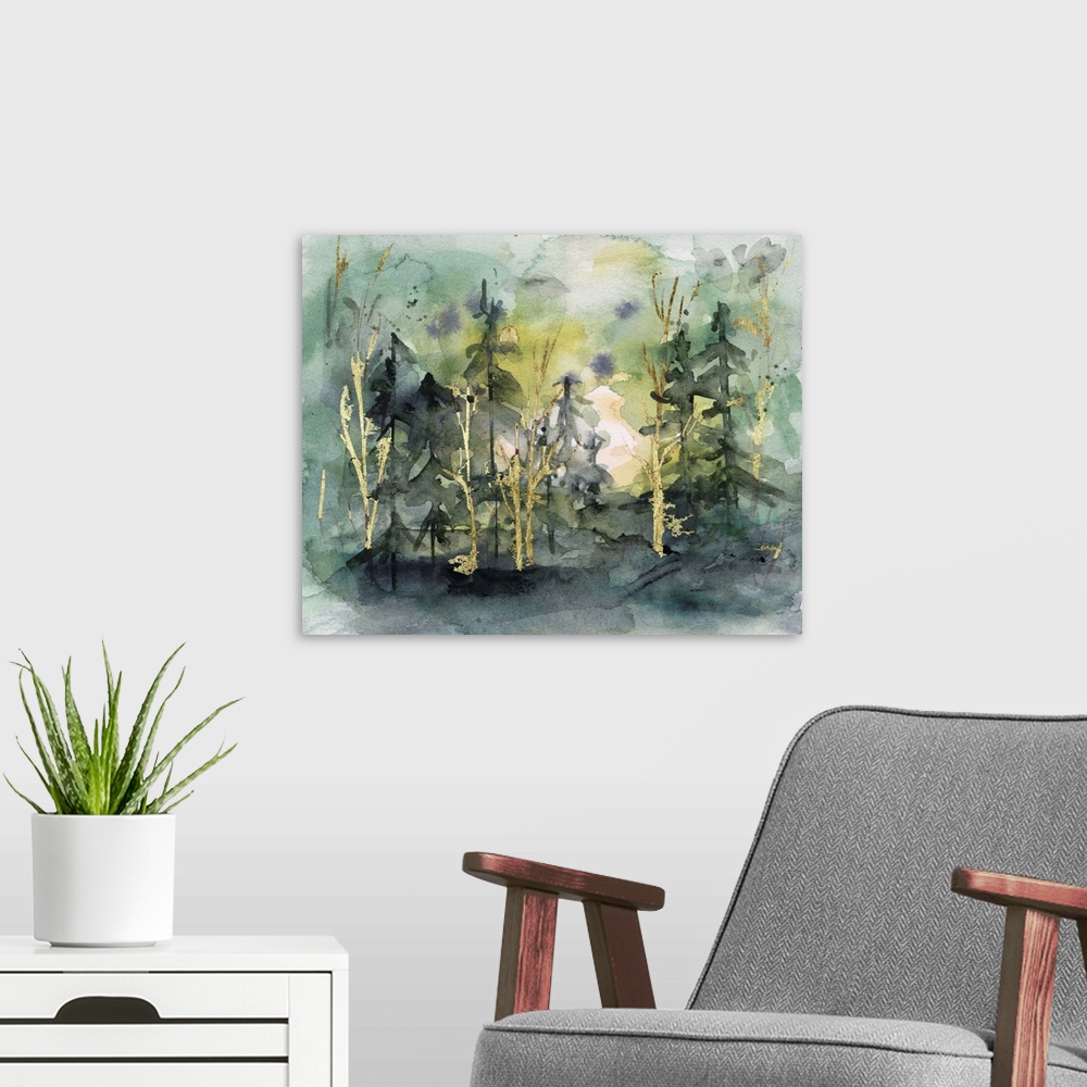 A modern room featuring The Forests Of Silence I