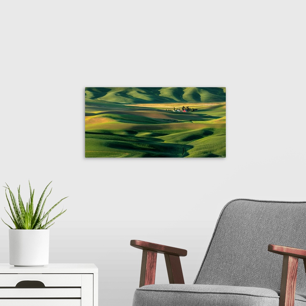 A modern room featuring The Palouse Countryside II