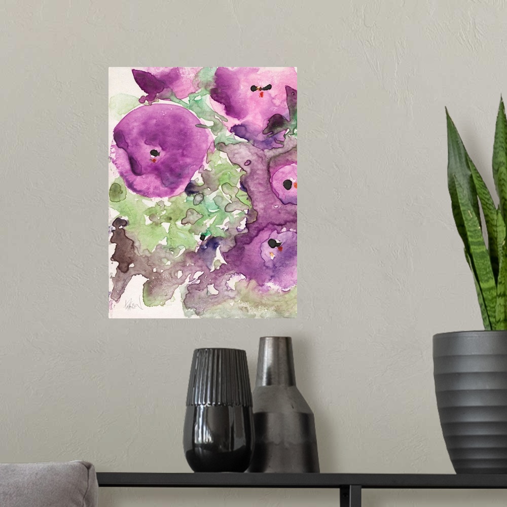 A modern room featuring The Purple Bouquet II