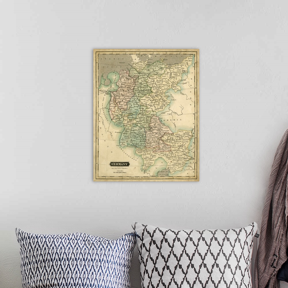 A bohemian room featuring Thomson's Map of Germany