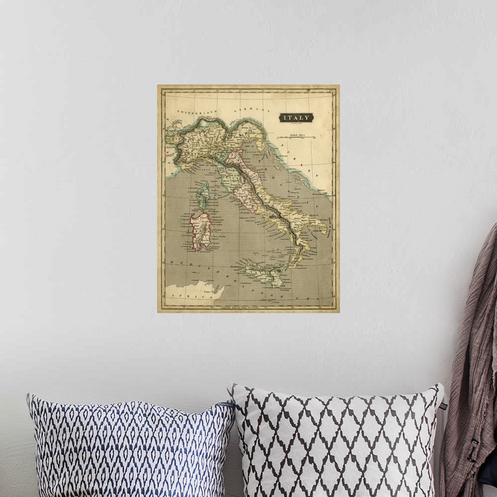 A bohemian room featuring Thomson's Map of Italy