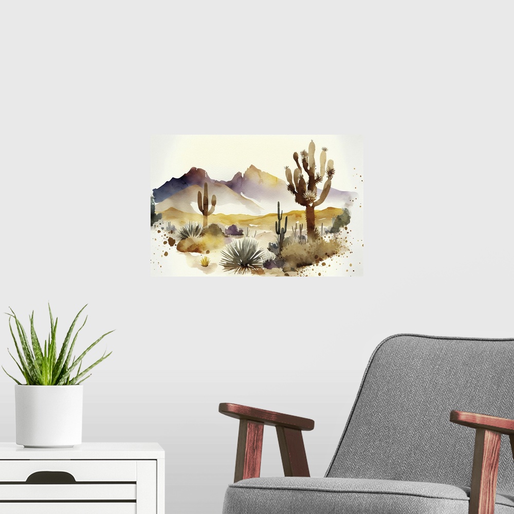 A modern room featuring Through The Desert IV