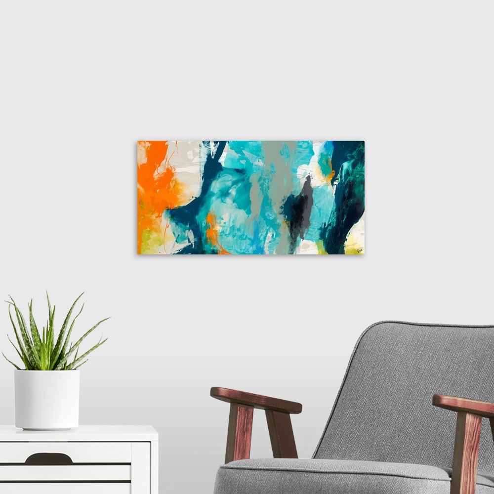 A modern room featuring Tidal Abstract II