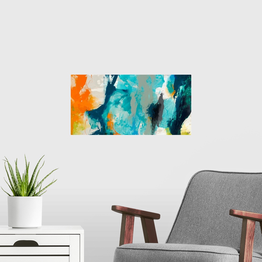 A modern room featuring Tidal Abstract II