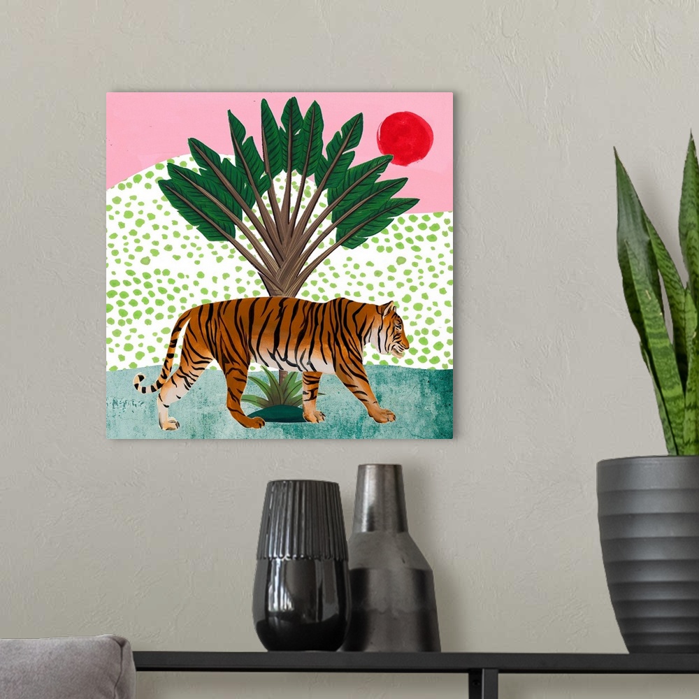A modern room featuring Tiger at Sunrise I