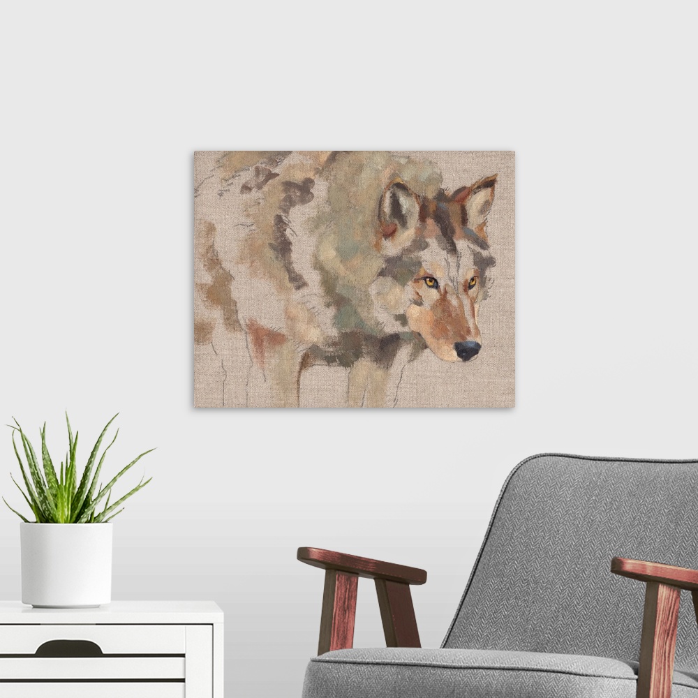 A modern room featuring Timber Wolf I