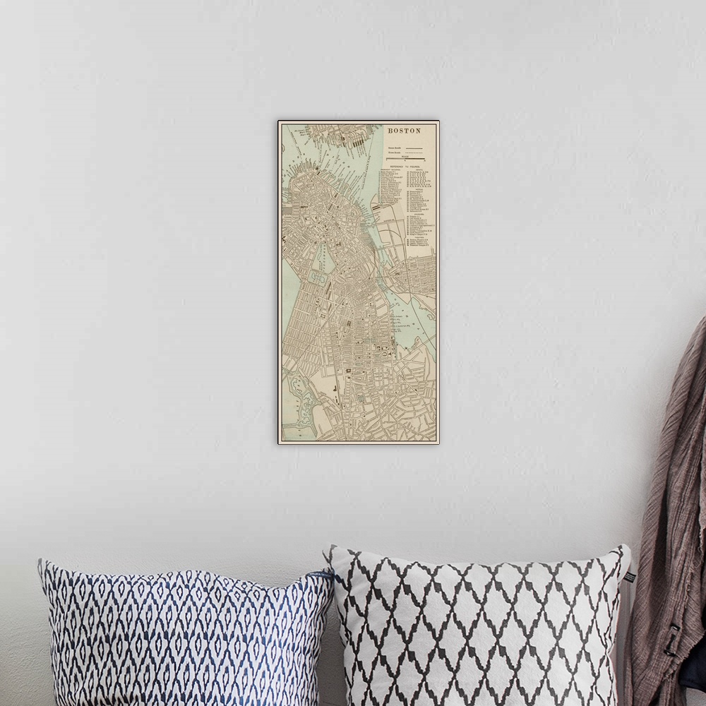 A bohemian room featuring Tinted Map of Boston