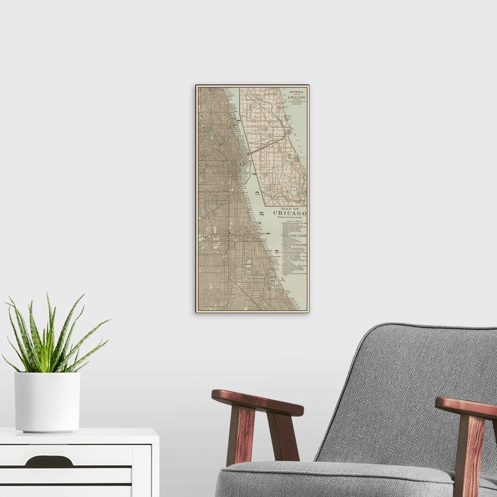 A modern room featuring Tinted Map of Chicago