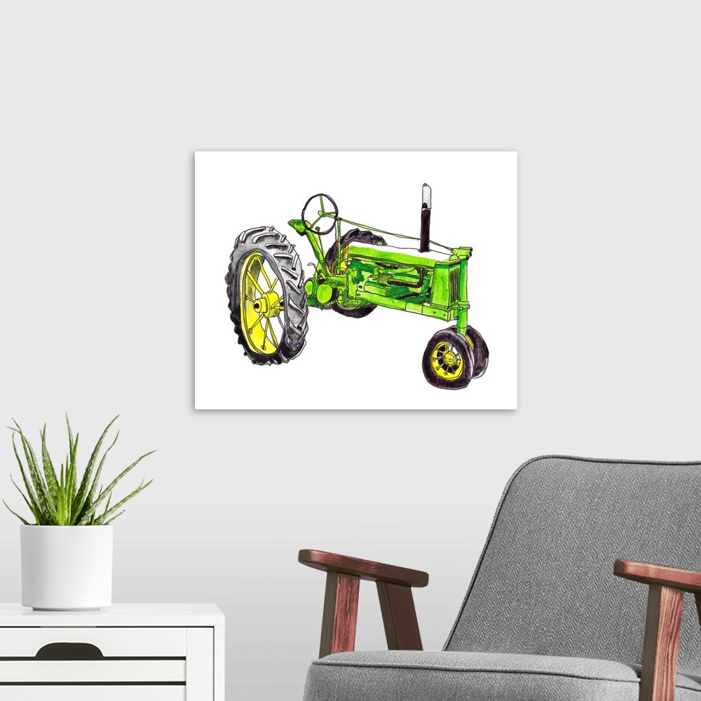 A modern room featuring Tractor Study I