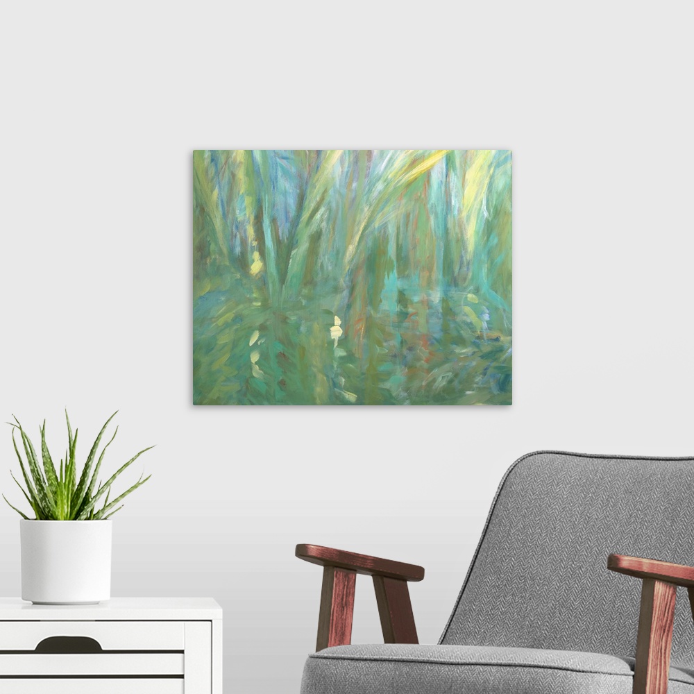 A modern room featuring Trade Winds Diptych II