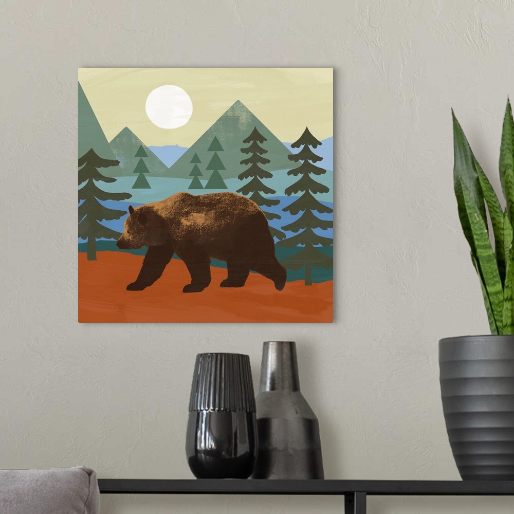 A modern room featuring Trailside Animals I