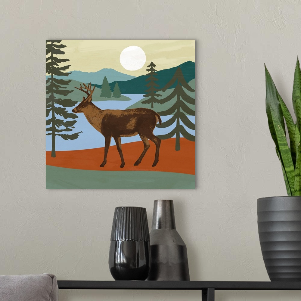 A modern room featuring Trailside Animals IV
