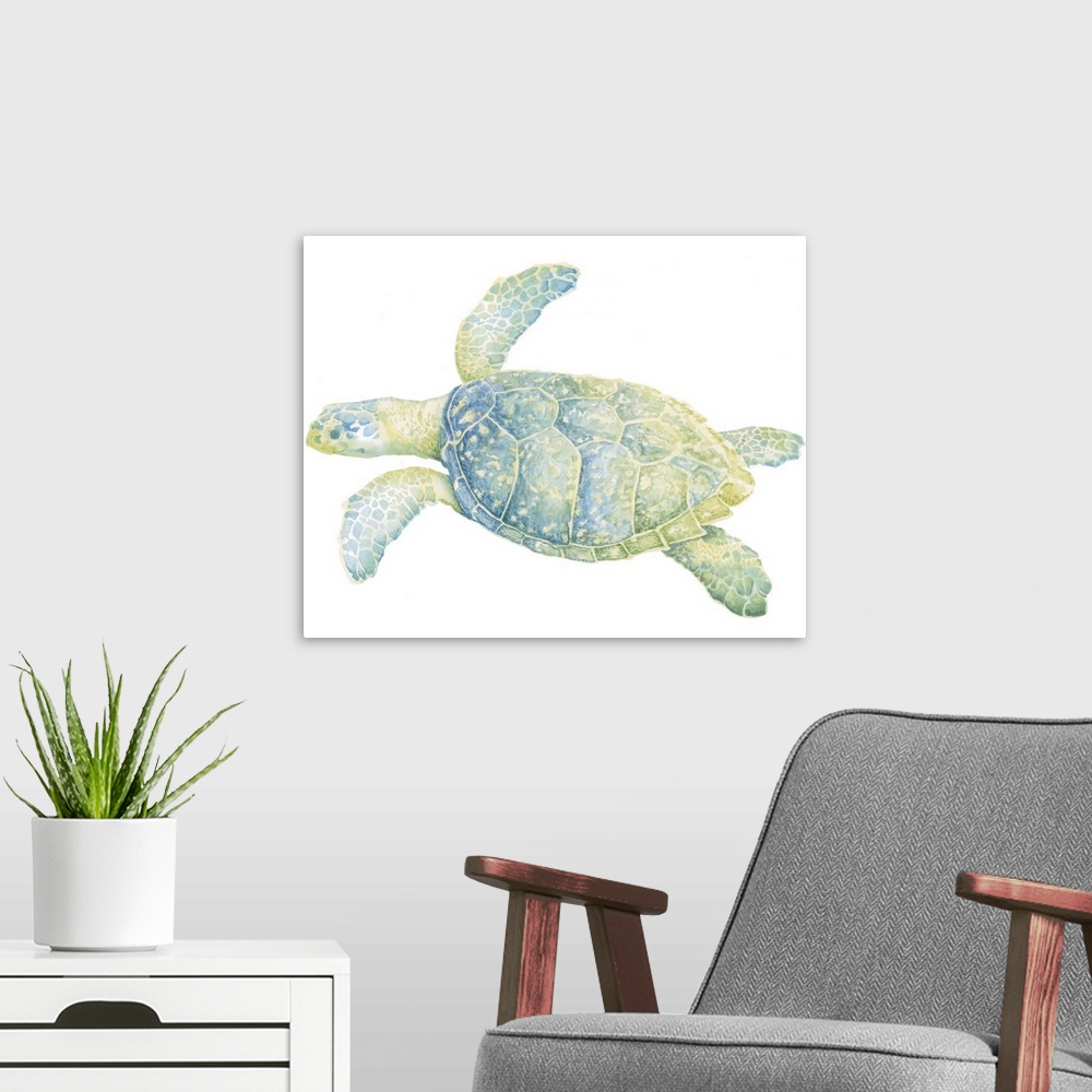 A modern room featuring Tranquil Sea Turtle II