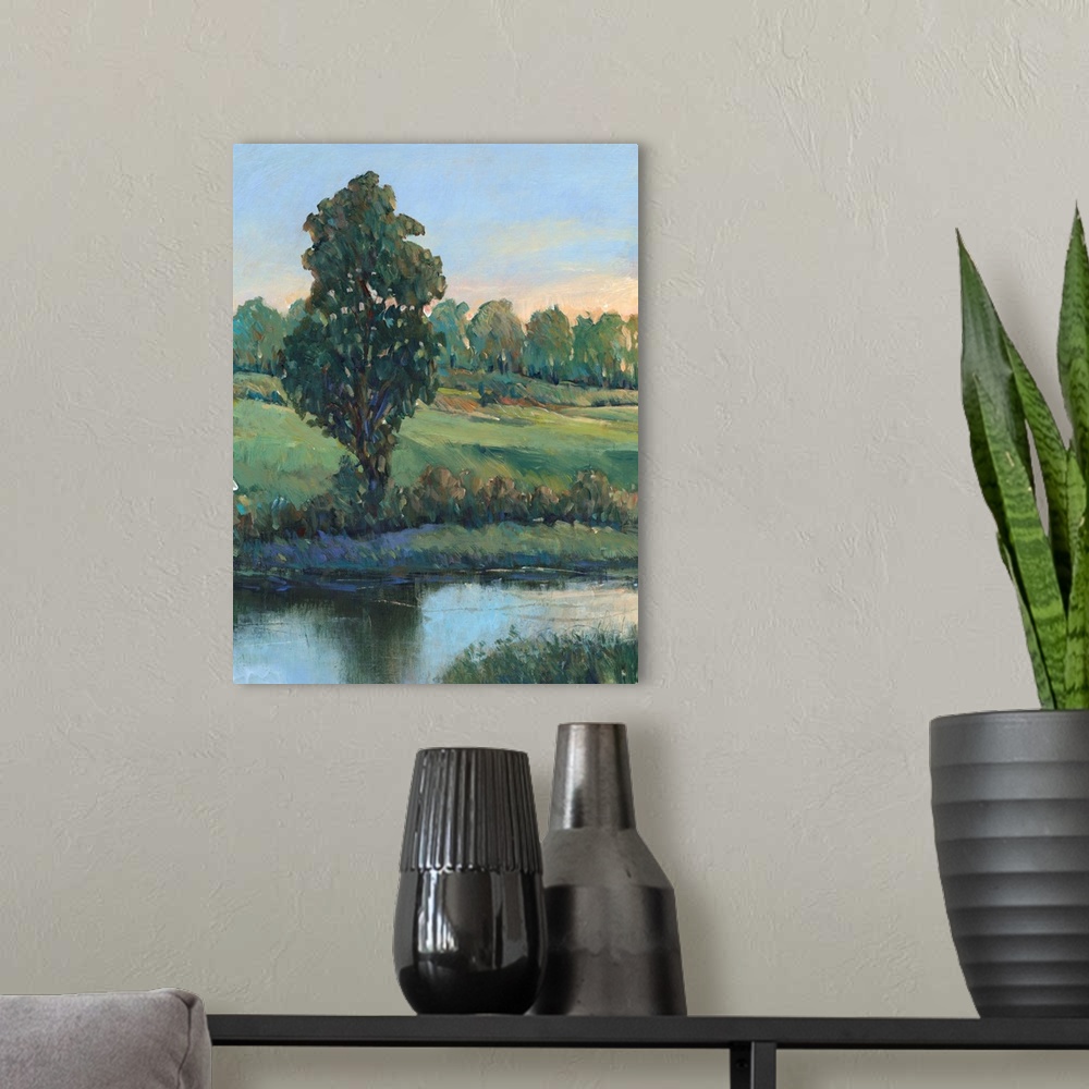 A modern room featuring Tree By The Riverbank II