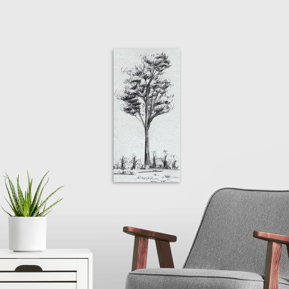 A modern room featuring Tree In The Woods III