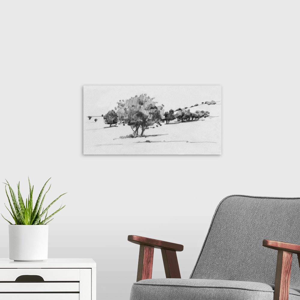 A modern room featuring Treeline Sketch I