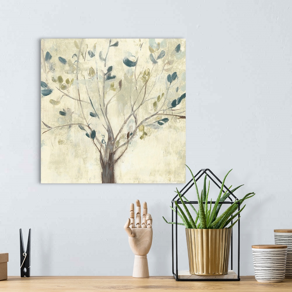 A bohemian room featuring Trees of Blue I