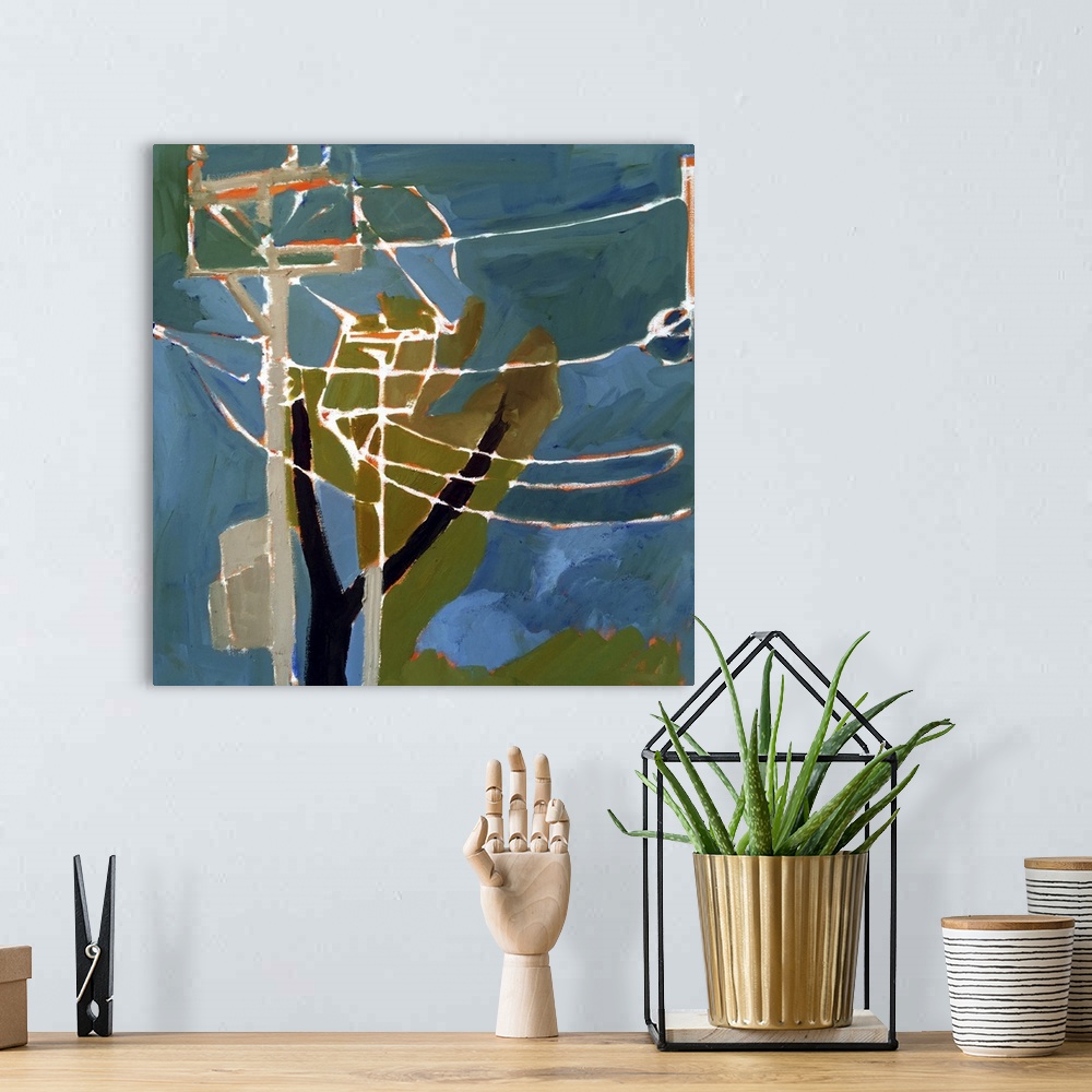 A bohemian room featuring Trees & Wires VII