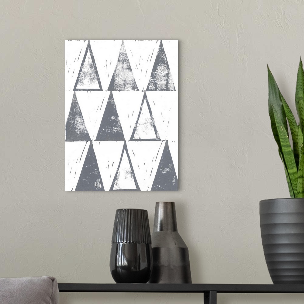 A modern room featuring Triangle Block Print I