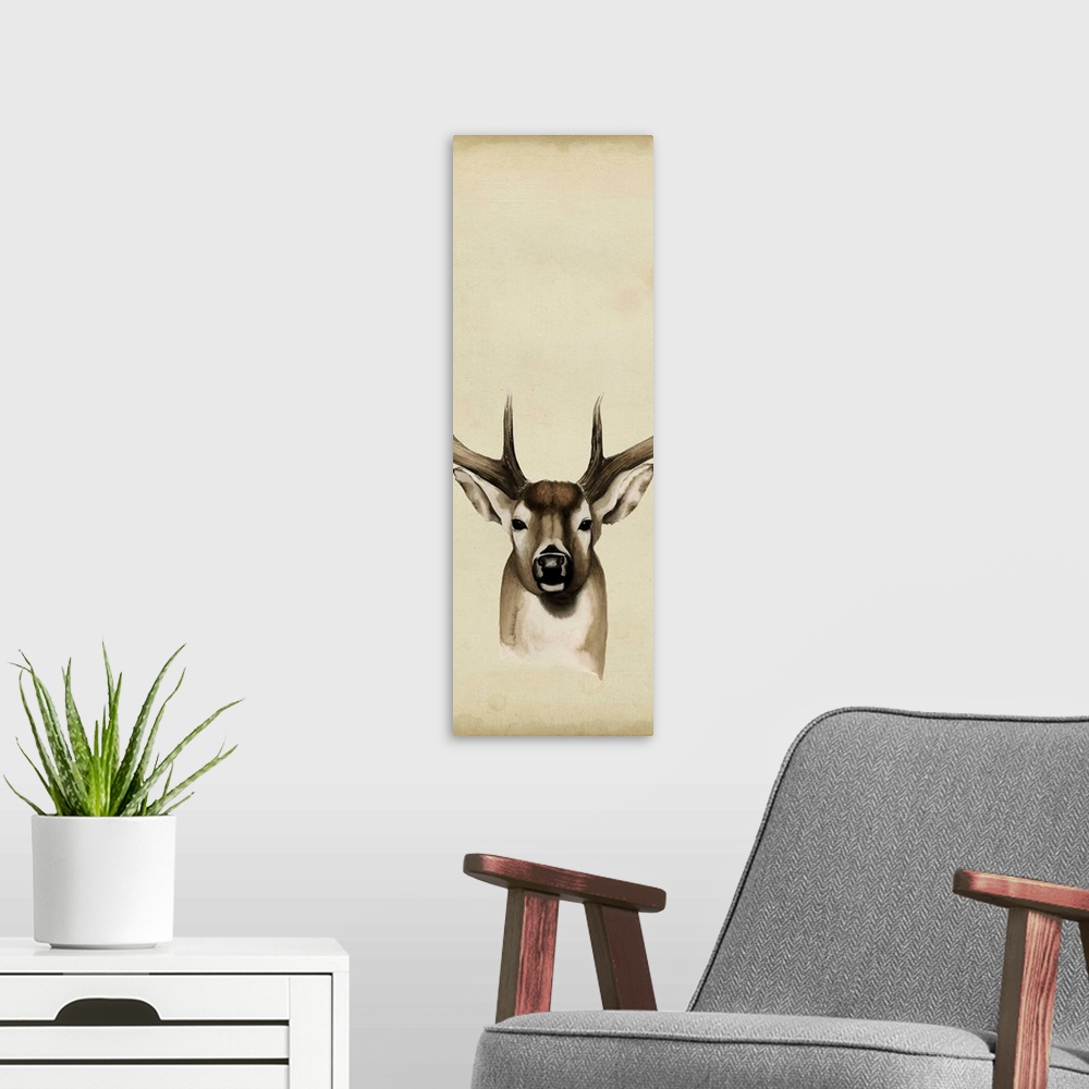 A modern room featuring Triptych Whitetail II