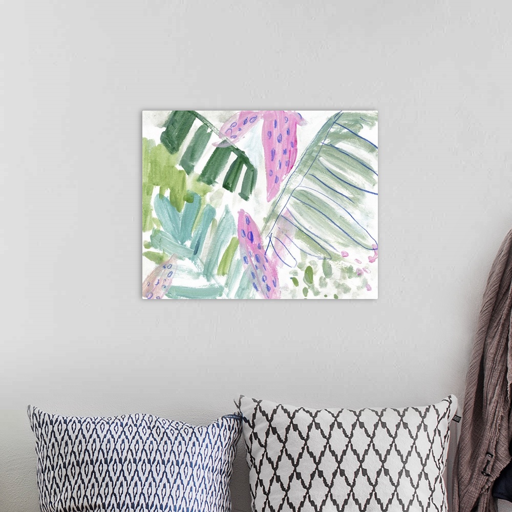 A bohemian room featuring Tropical Abstraction I