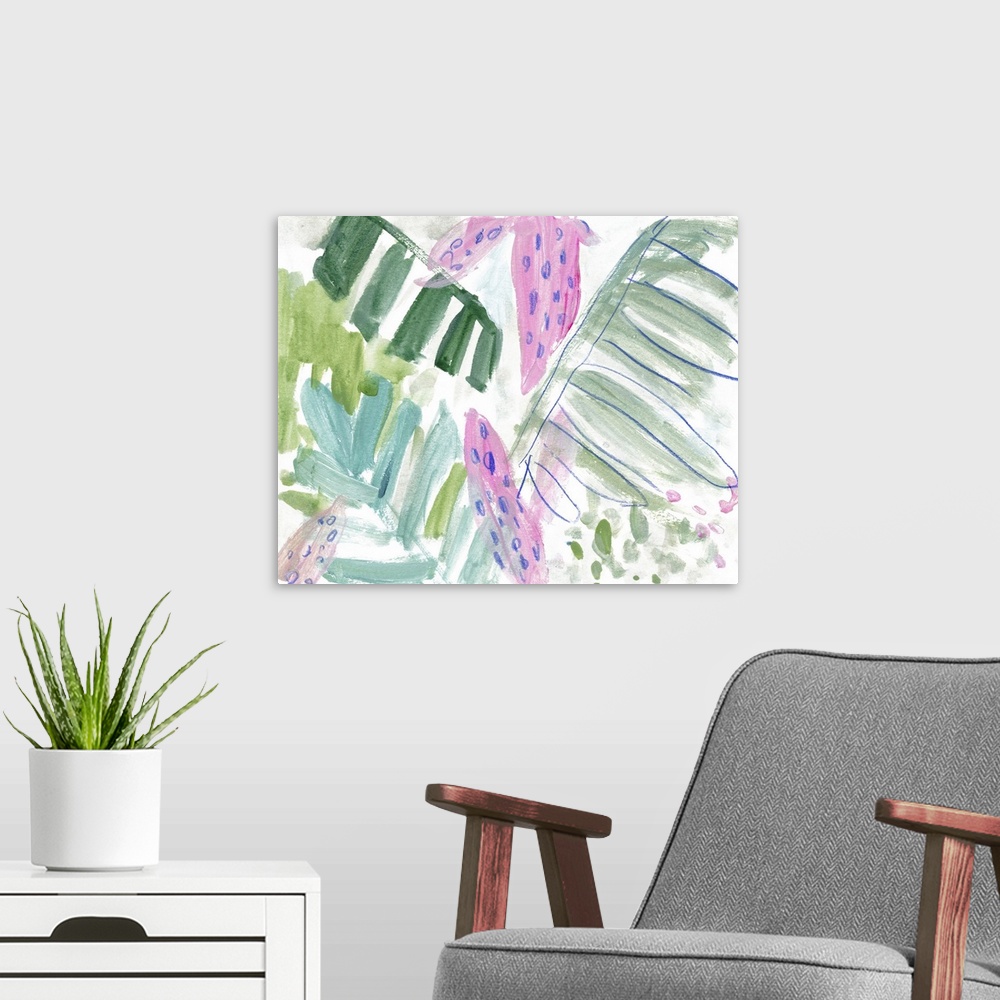 A modern room featuring Tropical Abstraction I