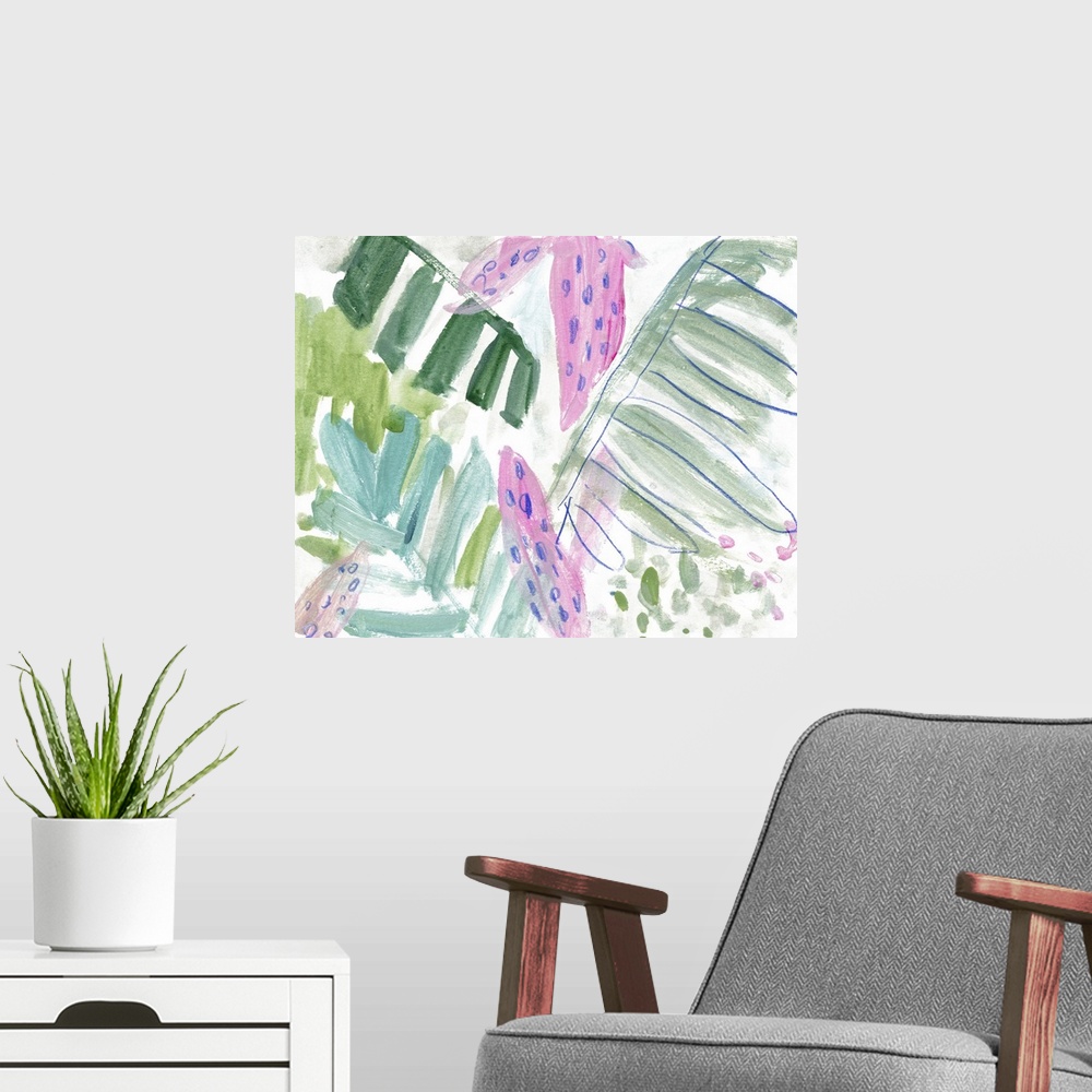 A modern room featuring Tropical Abstraction I