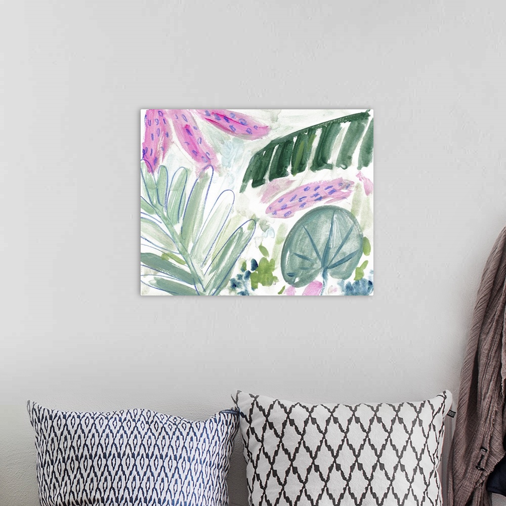 A bohemian room featuring Tropical Abstraction II