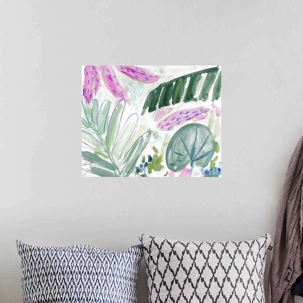 A bohemian room featuring Tropical Abstraction II