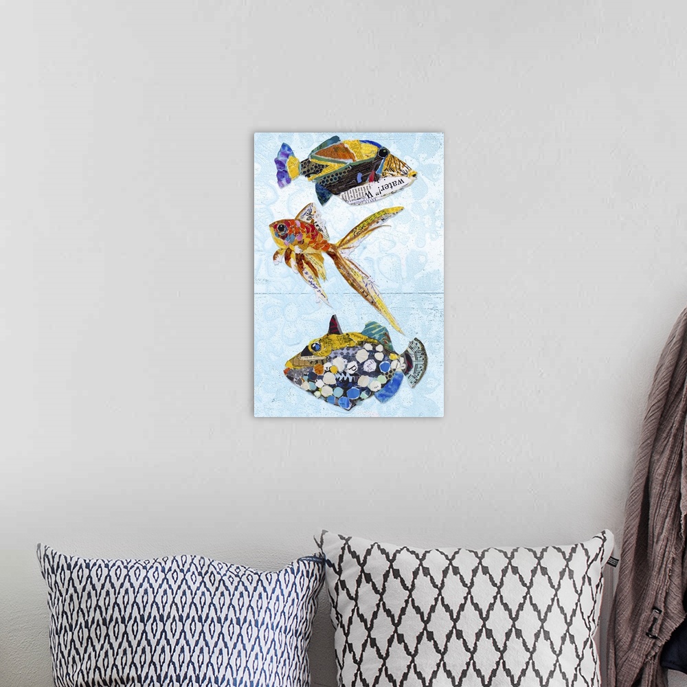 A bohemian room featuring Tropical Fish Collage I