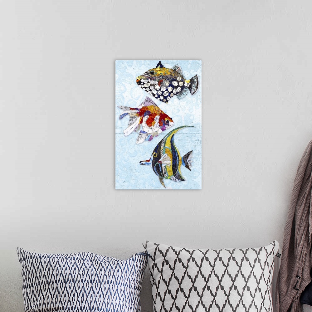A bohemian room featuring Tropical Fish Collage II