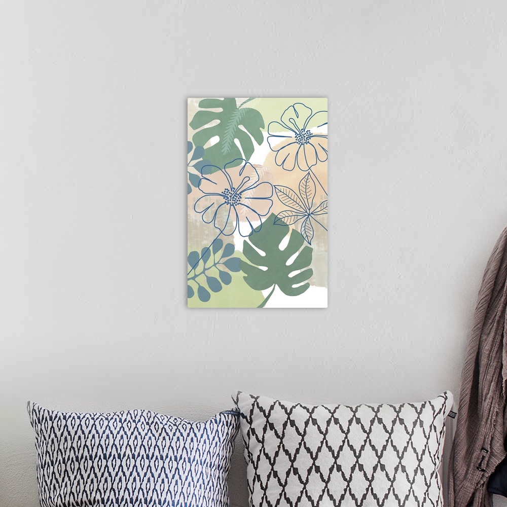 A bohemian room featuring Tropical Flower Power I