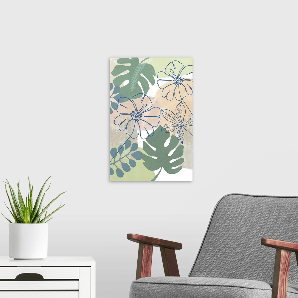 A modern room featuring Tropical Flower Power I