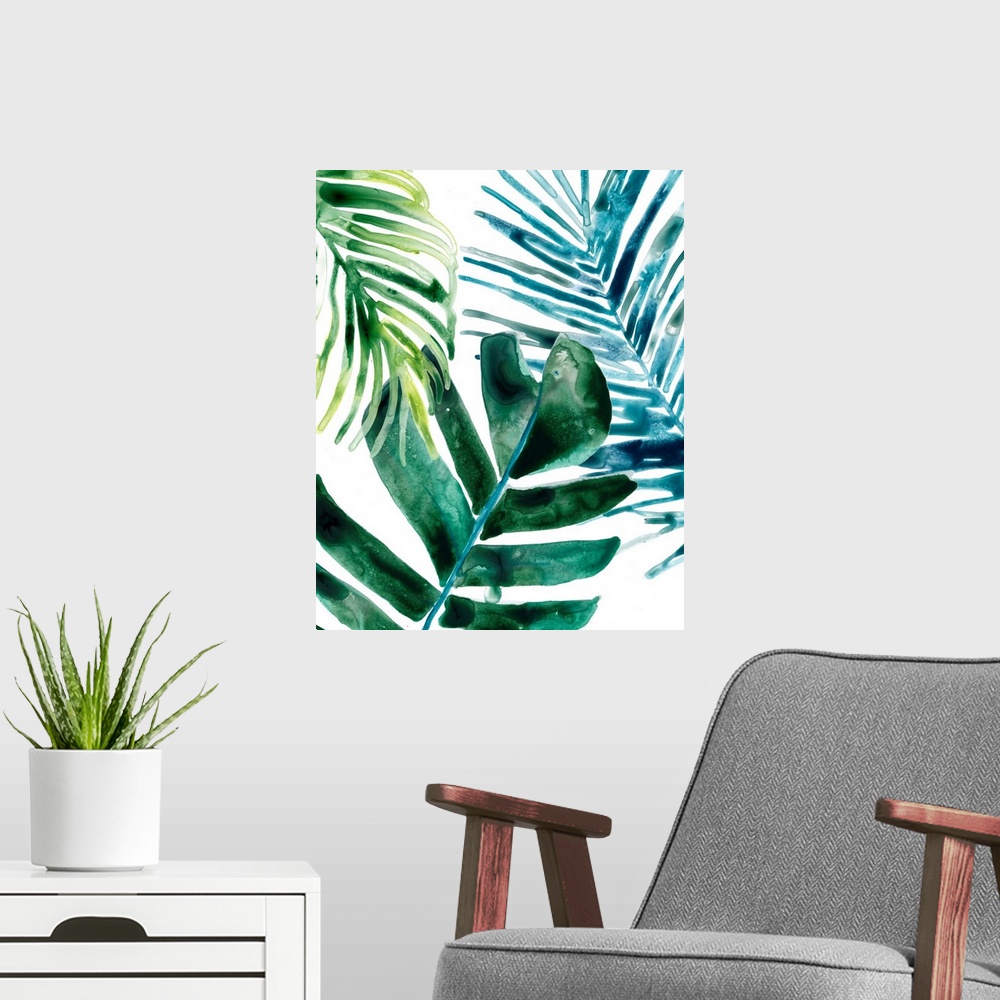 A modern room featuring Tropical Leaf Medley I