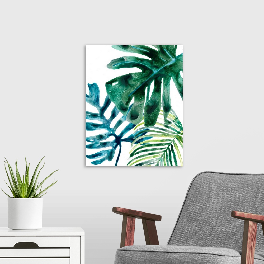 A modern room featuring Tropical Leaf Medley III