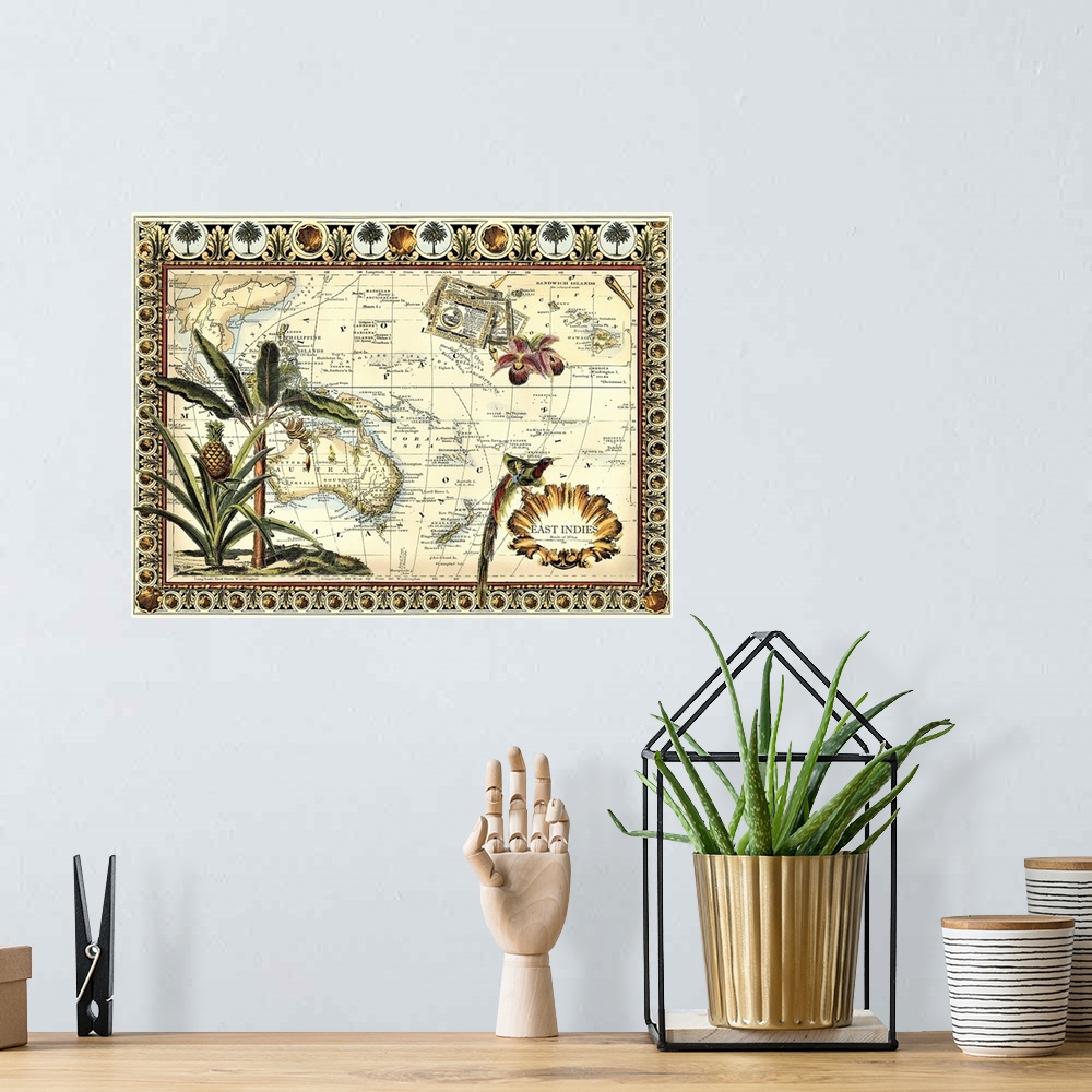 A bohemian room featuring Tropical Map of East Indies