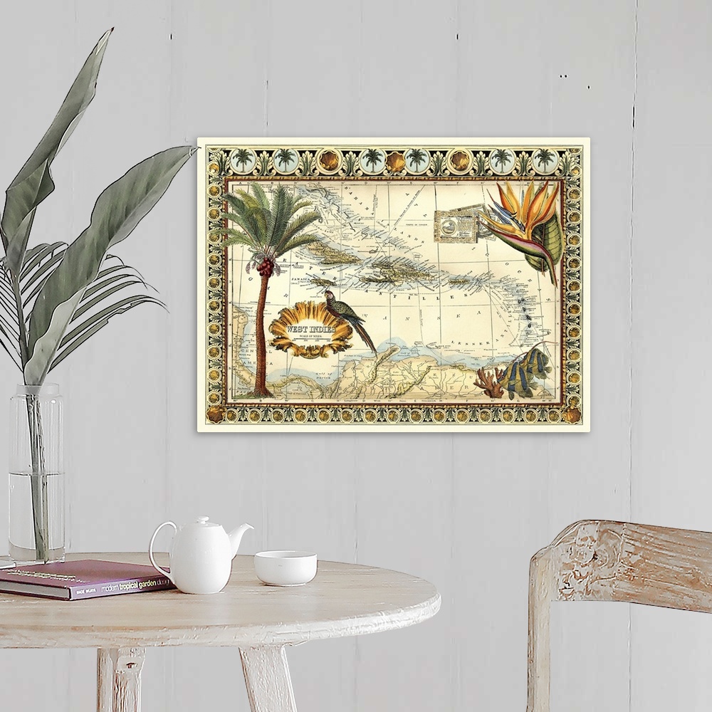 A farmhouse room featuring Tropical Map of West Indies