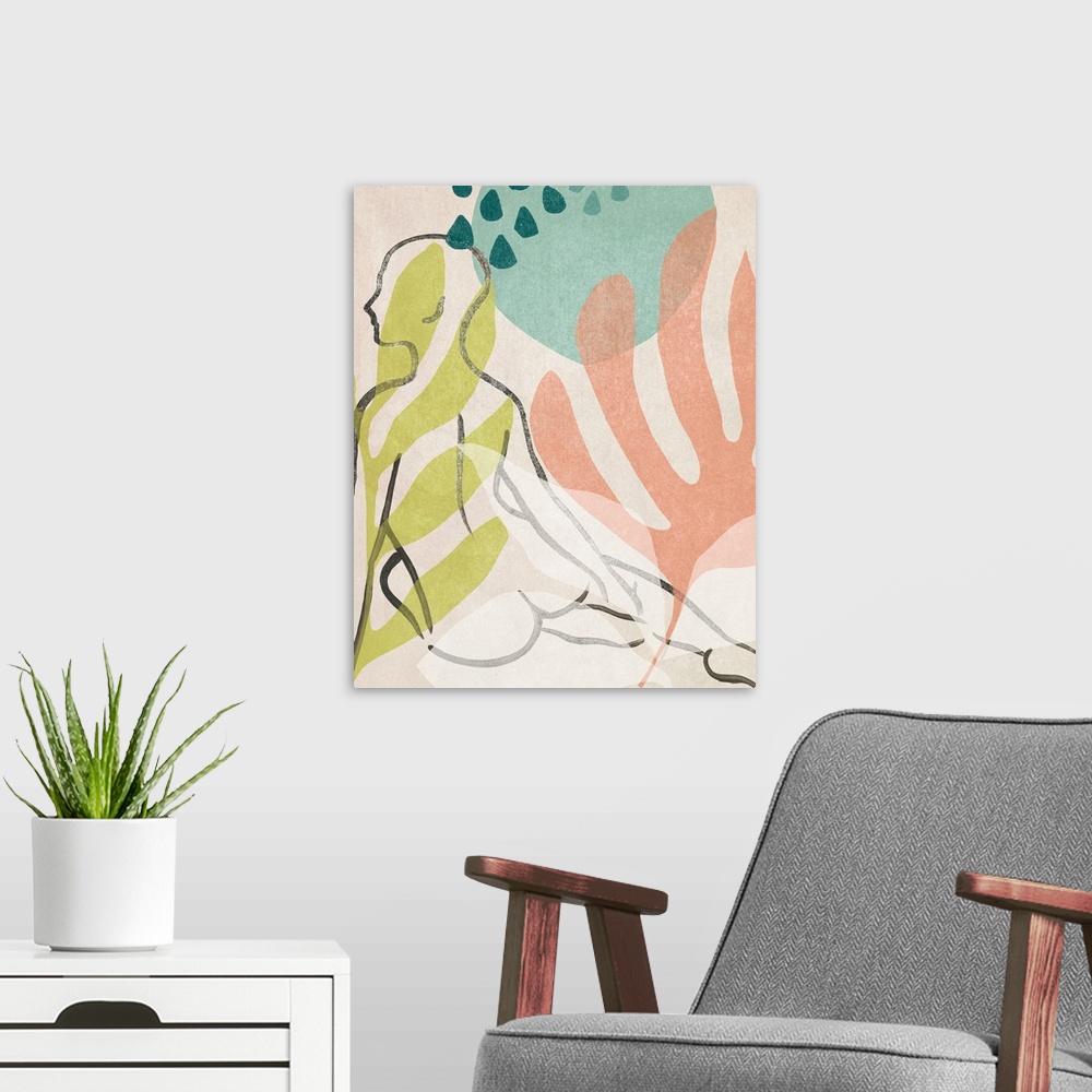 A modern room featuring Tropical Nude I