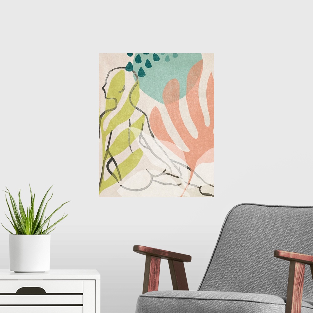 A modern room featuring Tropical Nude I