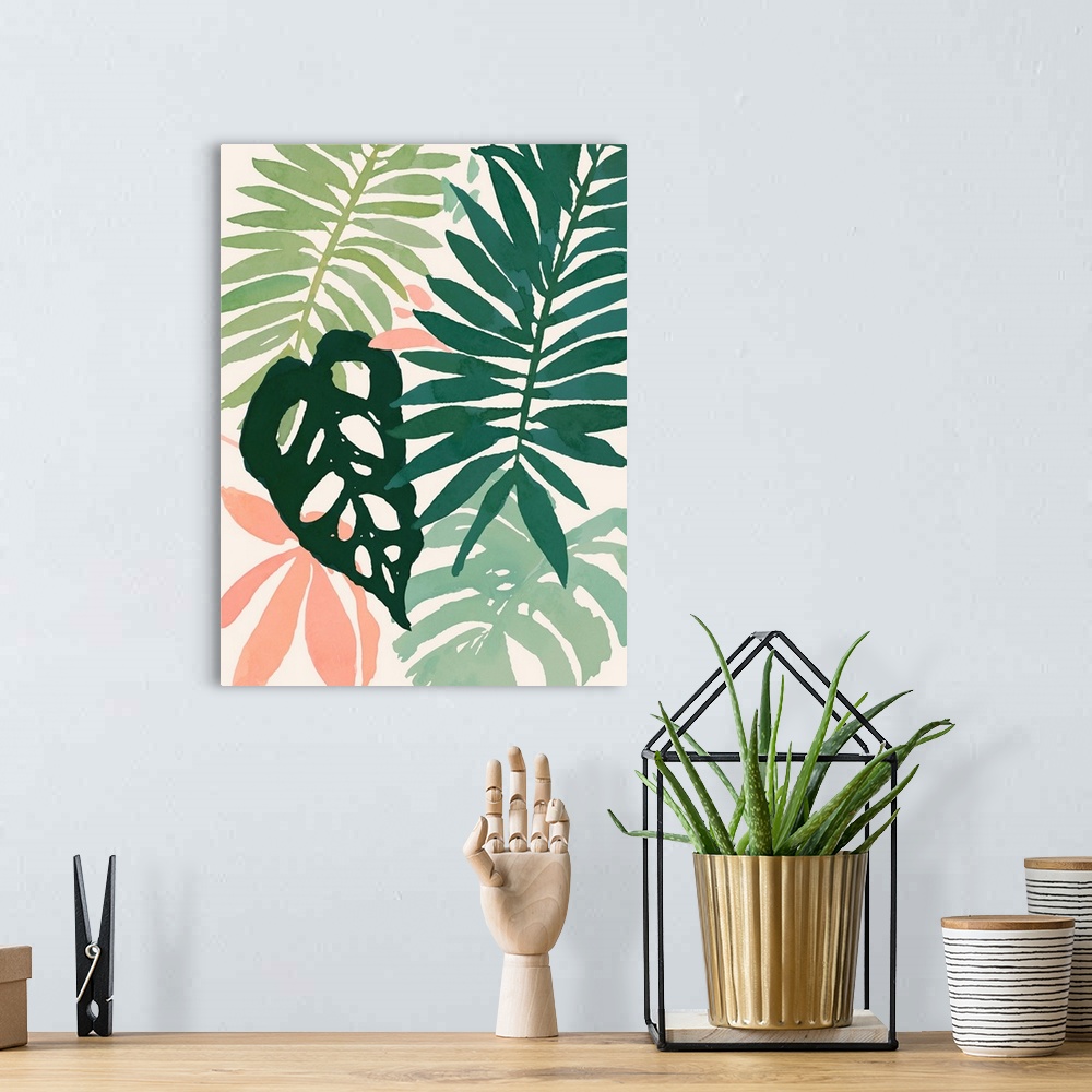 A bohemian room featuring Tropical Puzzle I