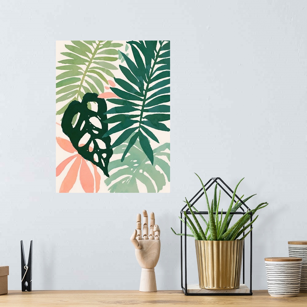 A bohemian room featuring Tropical Puzzle I