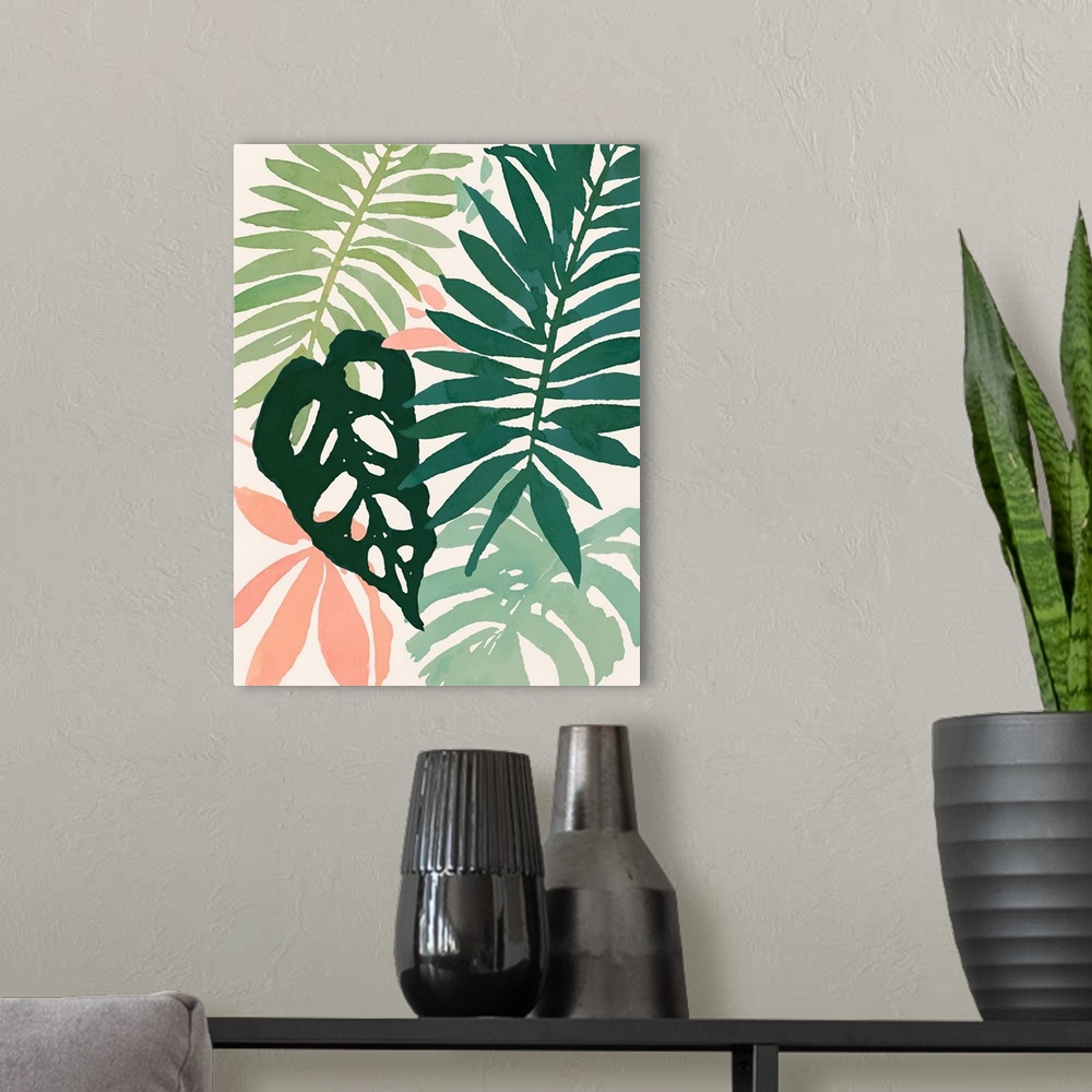 A modern room featuring Tropical Puzzle I